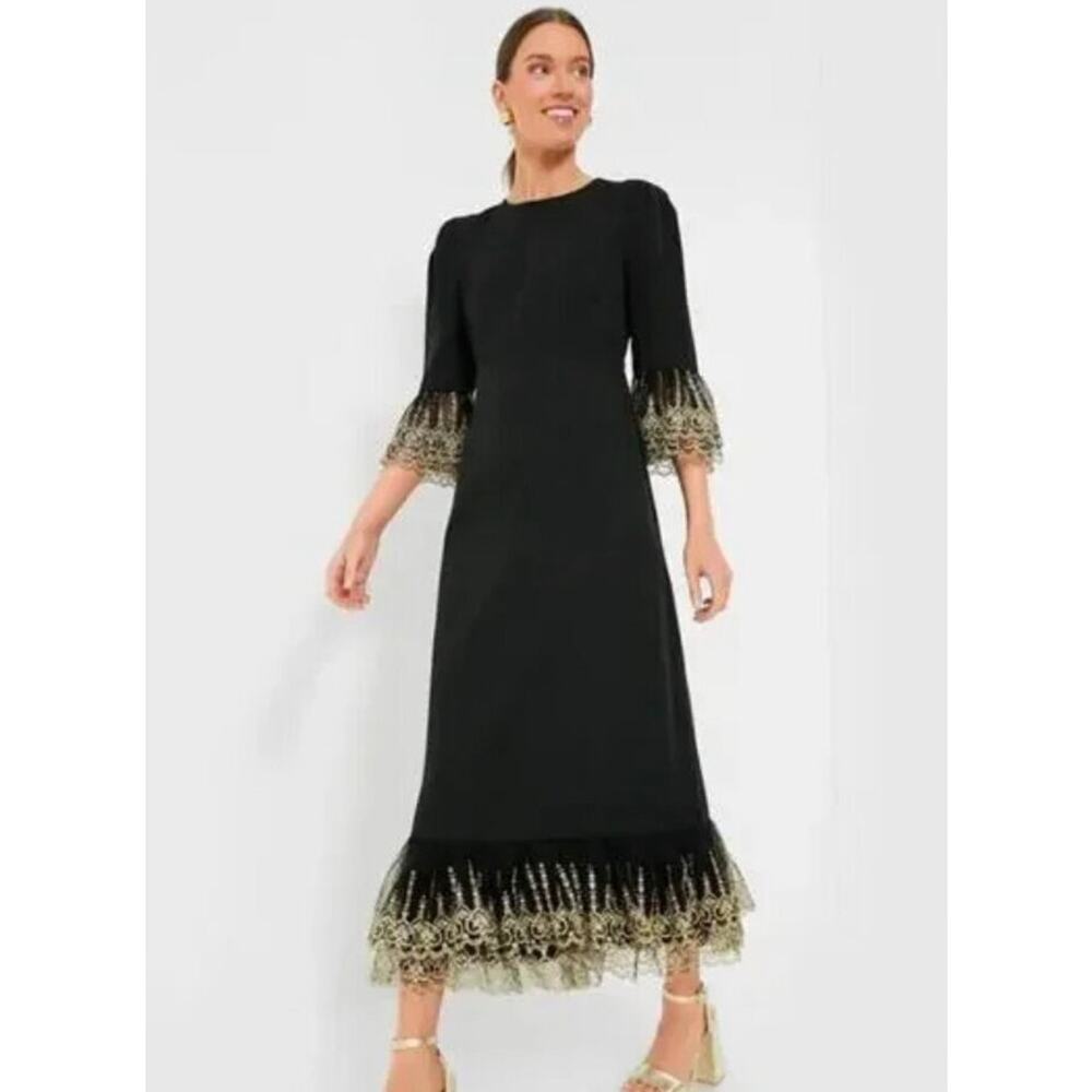 TUCKERNUCK Pomander Place Black Gold Lace Lillith Dress NWT Size Medium